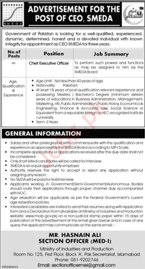 Ministry Of Industries And Production SMEDA