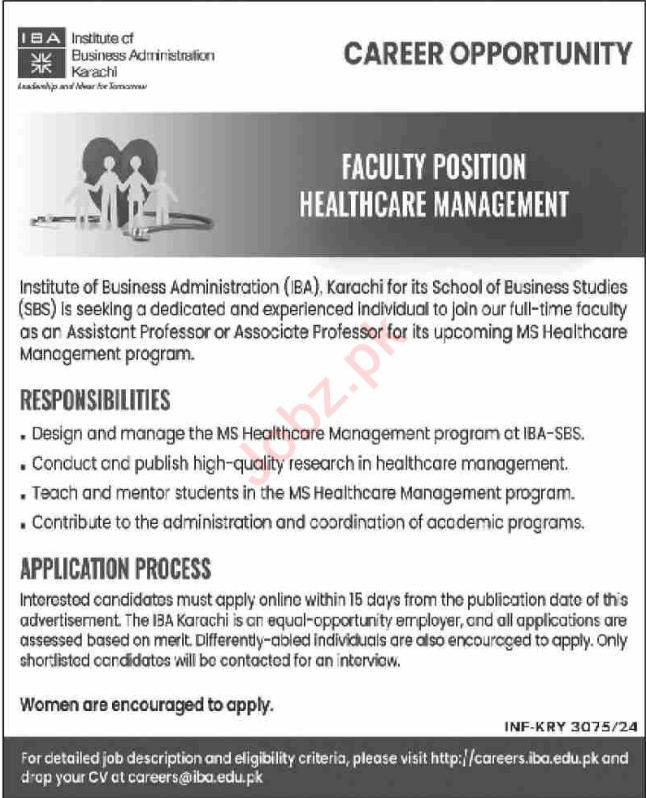 Institute Of Business Administration IBA Apply Jobs 2024
