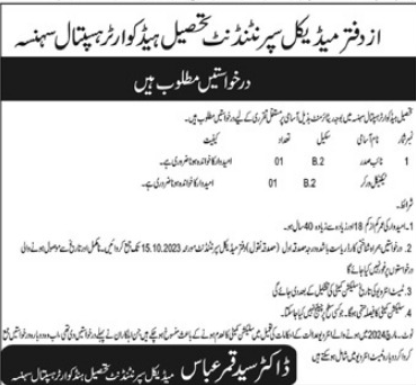 Tehsile Headquarter Hospital THQ AJK Apply Jobs 2024